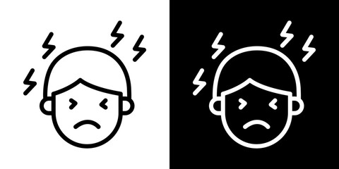 Headache icons vectors set in stroke line style. icons vectors set in stroke line style.