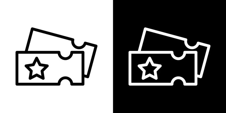 Movie ticket icons vectors set in stroke line style.