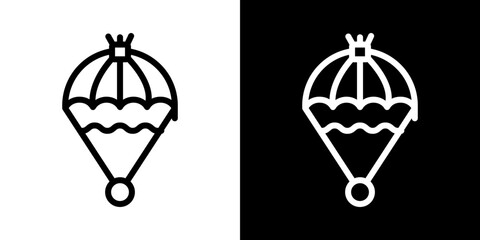 Parachute icons vectors set in stroke line style.