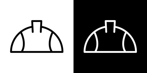 Safety helmet icons vectors set in stroke line style.