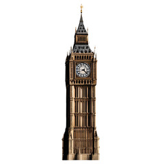 Big Ben iconic clock tower London four views transparent background