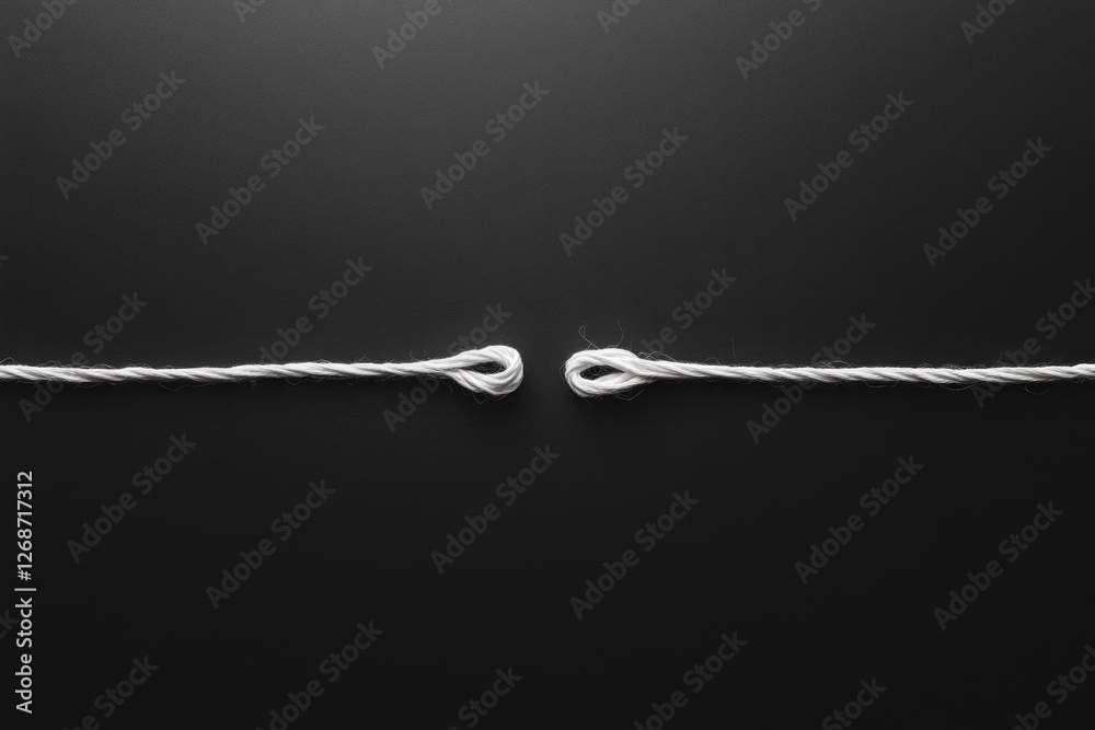 Poster two strings, one long and one short, are neatly tied together by knots, creating a harmonious juxtap