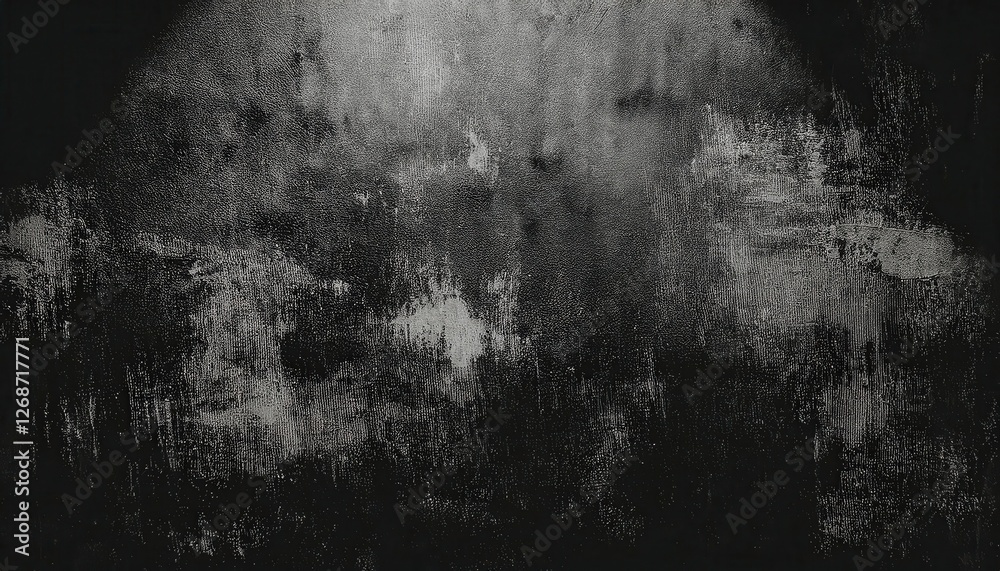 Poster abstract black and white textured painting with chaotic brushstrokes and subtle gradients for modern
