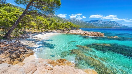 Secluded Cove Turquoise Water Sandy Beach Summer Vacation Paradise