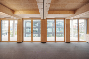 construction site of a sustainable modular Timber office building