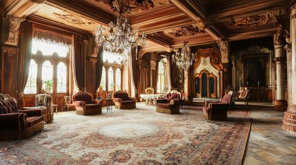 Obraz premium Richly Decorated Medieval Parlor with Elegant Furnishings