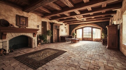Elegant and Spacious Living Room of Medieval Nobles Interior Design