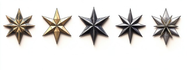Obraz premium Decorative Metallic Star Shapes in Various Finishes for Home and Event Decoration Ideas