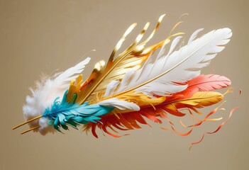 Abstract Feather Symphony: Colorful 3D Fluff in Motion - High-Quality Stock Art for Interior Decor, Graphic Design, and Creative Visuals Projects.