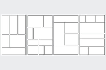 Set of templates for manga comic panels. Backgrounds for comics or manga. Comic or Manga background frames and panels, designed for use by mangaka or comic artists.