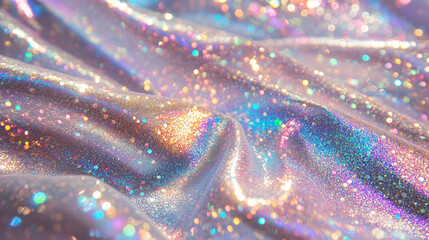 Holographic fabric texture and irridescent background glitters