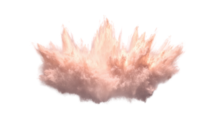 Pink powder exploding creating a big cloud on transparent background