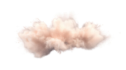 Realistic dust explosion cloud with transparent background for compositing