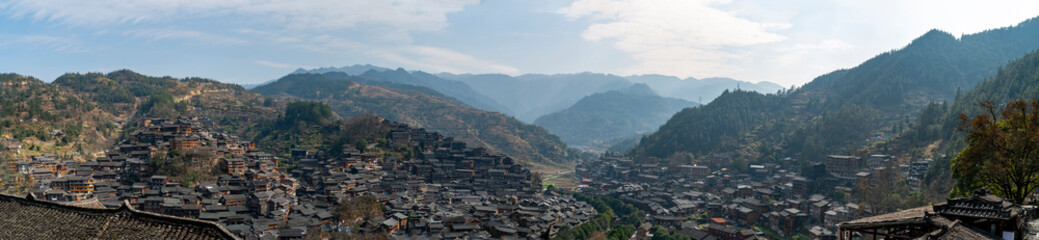 Fototapeta premium Xijiang Miao Village, a Miao ethnic village in Guizhou Province, China
