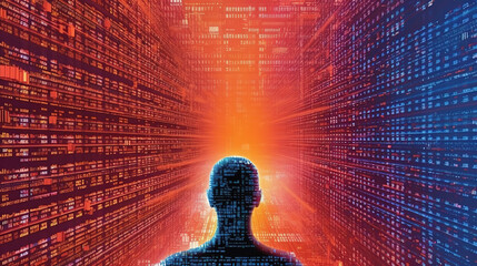 Binary Code Matrix Background Highlighting Intelligent Systems Development