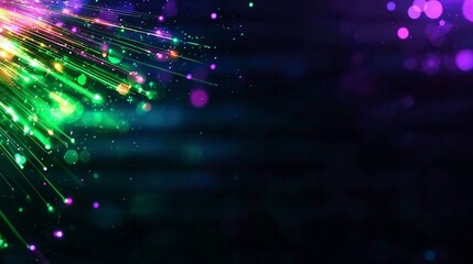 Obraz premium Colorful Light Rays in Dark Background with Bokeh Effect