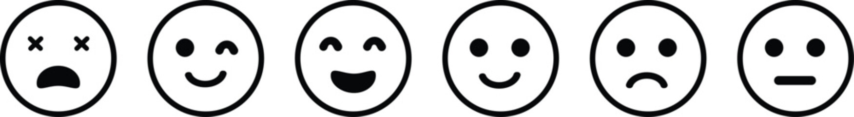 Emotion icon set.Rating happy neutral sad emoji emotion icon customer satisfaction smiley good bad medium reaction.