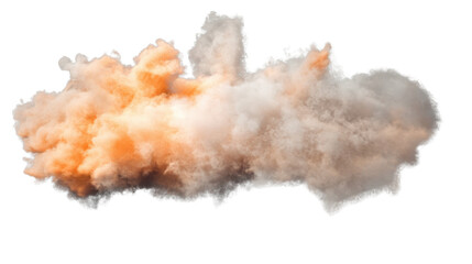 Realistic orange smoke or dust explosion with transparent background