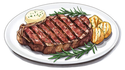 Grilled Steak with Roasted Potatoes and Mashed Potatoes