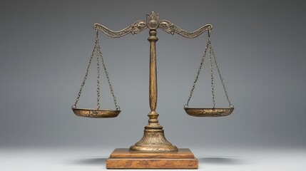 Vintage Scales Of Justice. Symbol Of Law, Legal System, Fairness. Copy Space For Text, Advertising, And Design Purposes.