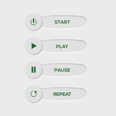 Vector design white buttons or slider , Modern vector collection of multimedia web elements , Geomorphic Interface GUI Design Elements