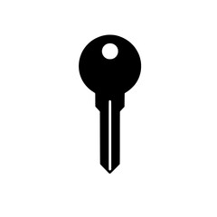 Simple Key Icon: A simple, black silhouette of a house key against a white background. Perfect for use in websites, apps, or presentations.