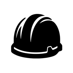 Hard Hat Icon: A strong and bold silhouette of a hard hat, symbolizing safety, construction, and industry.  Perfect for safety manuals, construction websites, and industrial designs.