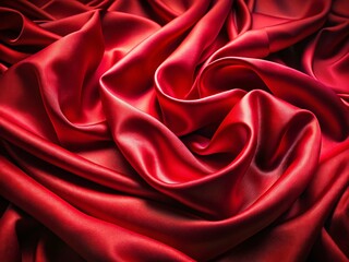 Obraz premium Abstract Red Satin Wave Pattern Background - Luxurious Silk Texture