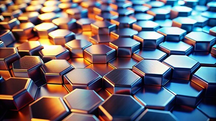 Fototapeta premium Abstract Silver Hexagon Motion Background: Geometric Design Texture