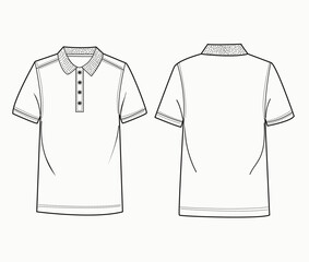 Polo Shirt technical fashion illustration.