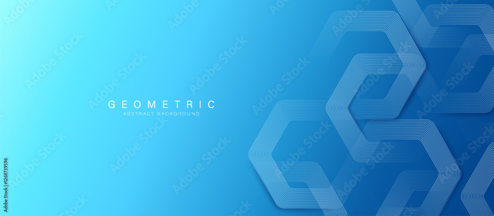 Poster futuristic abstract blue geometric hexagonal background