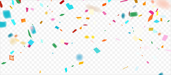Colorful Falling Confetti on Transparent Background