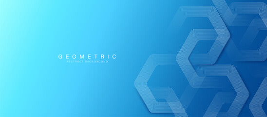 Futuristic Abstract Blue Geometric Hexagonal Background