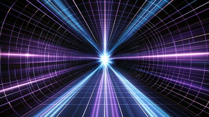 Obraz premium Abstract speed tunnel, radiating light, digital art, futuristic background