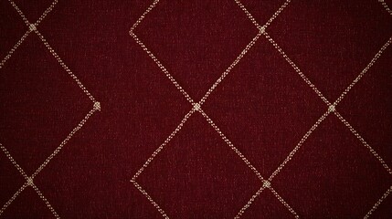 Fototapeta premium Elegant maroon fabric with diamond pattern and intricate stitching