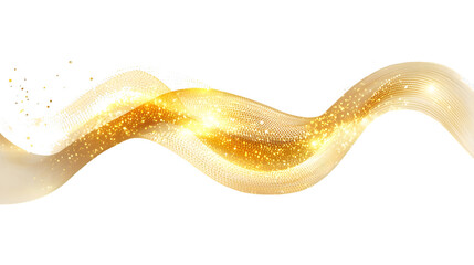 Naklejka premium Abstract gold wave with sparkling particles on a transparent background. Elegant and luxurious design element