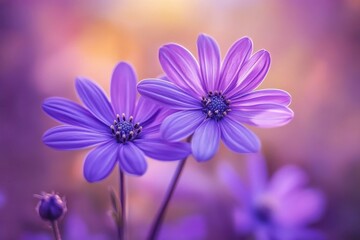 Fototapeta premium Serene lavender flowers glowing in a sunset meadow for nature lovers and botanical photography enthusiasts