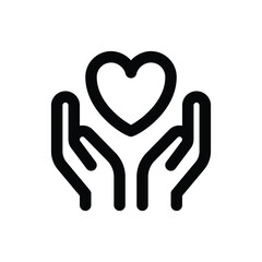 Heart hand icon line design