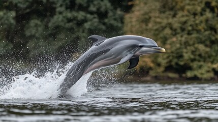 Fototapeta premium Wild dolphin jumping showing incredible motion images