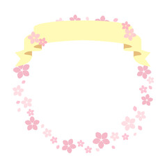 黄色のリボンと桜のフレーム