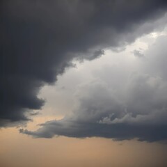 Dark stormy sky with a few white and beige clouds in the background, weather, horizon
