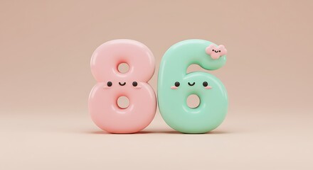 Adorable Pastel Numbers: Eighty-Six with Kawaii Style