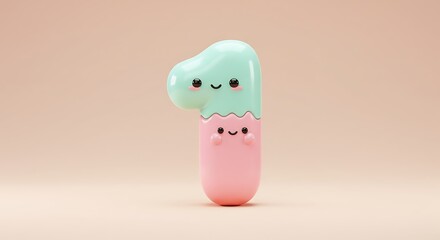 Charming Pastel Number One: Cute Cartoonish Design