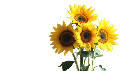 Obraz premium Bunch of sunflowers with transparent background blooming beautifully