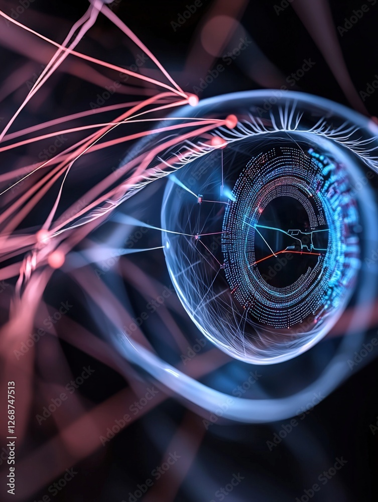Aufkleber exploring neural networks through the lens of a digital eye futuristic studio visual representation 