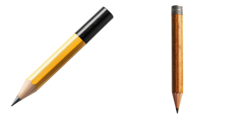 Pencil set with wooden and yellow pencils for drawing
