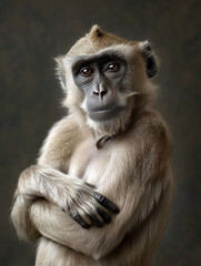 Obraz premium A highly stylized monkey bonnet macaque portrait 