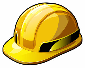 Vector illustration of a heavy-duty construction helmet, bright yellow, smooth shading, isolated on a white background.