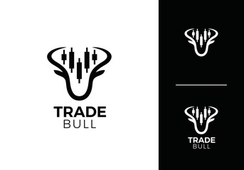 bull head with forex trading logo. financial economy chart symbol vector design	
