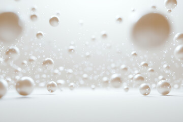 Pearls scattering on the floor on a white background